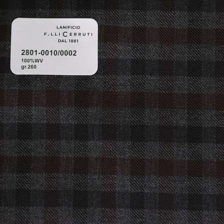 2801-0010/0002 Cerruti Lanificio - Vải Suit 100% Wool - Caro Xám
